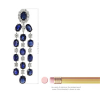 39.05 Ct.Tw. Blue Sapphire and Natural Diamond Accent Stones Earrings, Platinum 950 Image