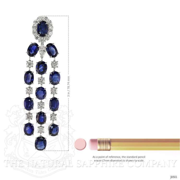 39.05 Ct.Tw. Blue Sapphire and Natural Diamond Accent Stones Earrings, Platinum 950