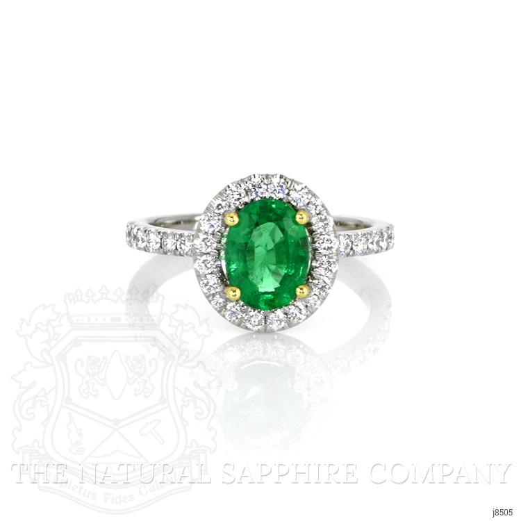 1.15 Ct. Emerald Natural Diamond Pave Ring, Platinum 950