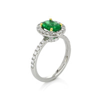 1.15 Ct. Emerald and Diamond Ring, Platinum 950 Image