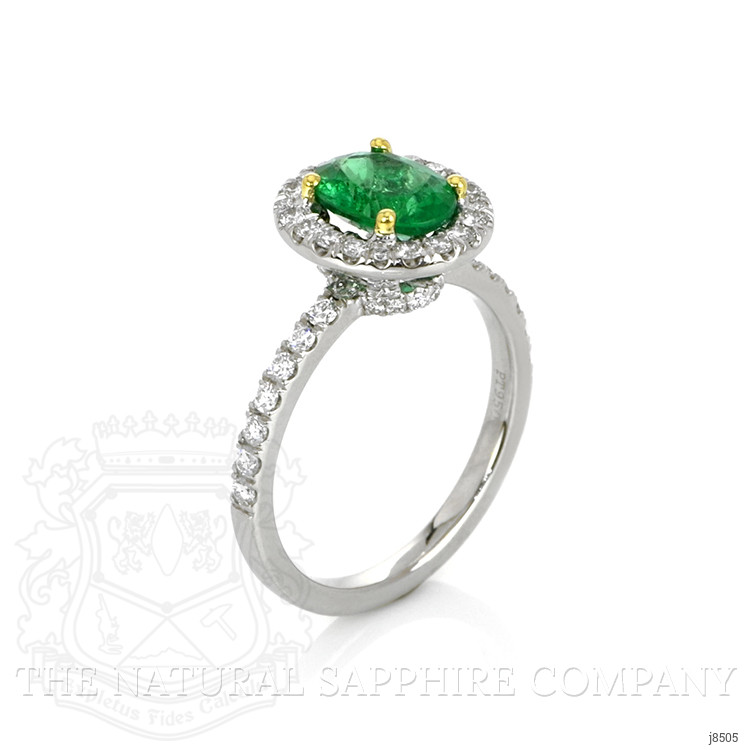 1.15 Ct. Emerald Natural Diamond Pave Ring, Platinum 950