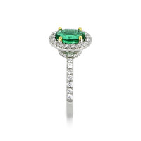 1.15 Ct. Emerald and Diamond Ring, Platinum 950 Image