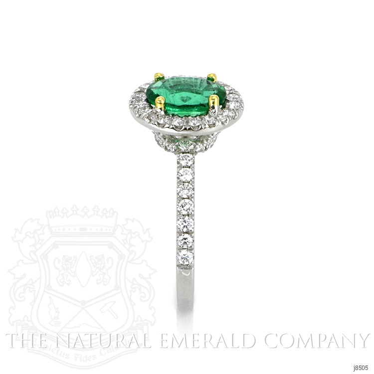 1.15 Ct. Emerald Natural Diamond Pave Ring, Platinum 950