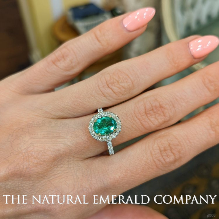 1.15 Ct. Emerald Natural Diamond Pave Ring, Platinum 950