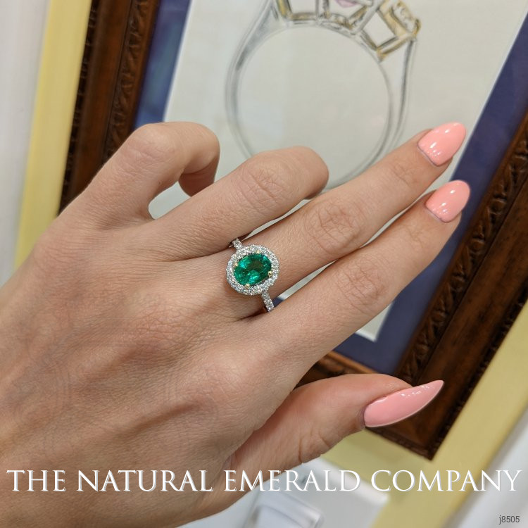1.15 Ct. Emerald Natural Diamond Pave Ring, Platinum 950