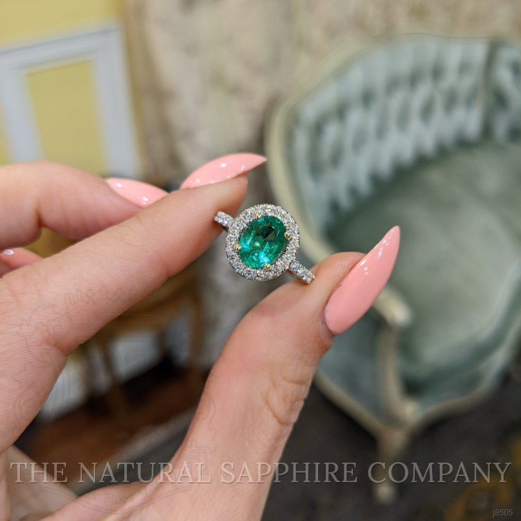 1.15 Ct. Emerald Natural Diamond Pave Ring, Platinum 950