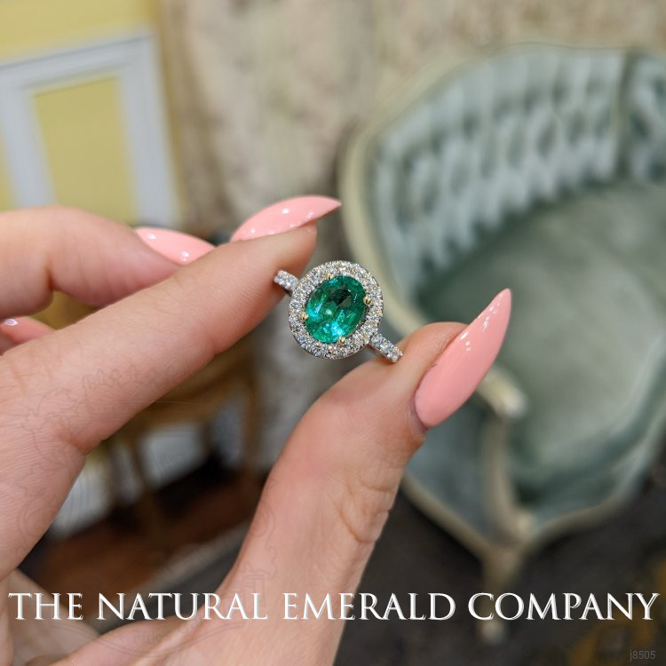 1.15 Ct. Emerald Natural Diamond Pave Ring, Platinum 950