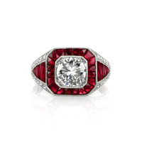 4.57 Ct. Ruby Natural Diamond Antique Style Ring, Platinum 950 Video