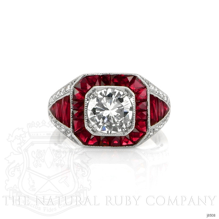 4.57 Ct. Ruby Natural Diamond Antique Style Ring, Platinum 950