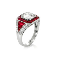 4.57 Ct. Ruby Natural Diamond Antique Style Ring, Platinum 950 Image