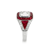 4.57 Ct. Ruby Natural Diamond Antique Style Ring, Platinum 950 Image