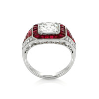 4.57 Ct. Ruby Natural Diamond Antique Style Ring, Platinum 950 Image
