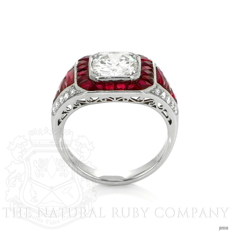 4.57 Ct. Ruby Natural Diamond Antique Style Ring, Platinum 950