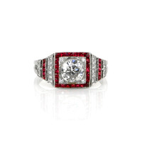 1.39 Ct. Ruby Natural Diamond Antique Style Ring, Platinum 950 Video