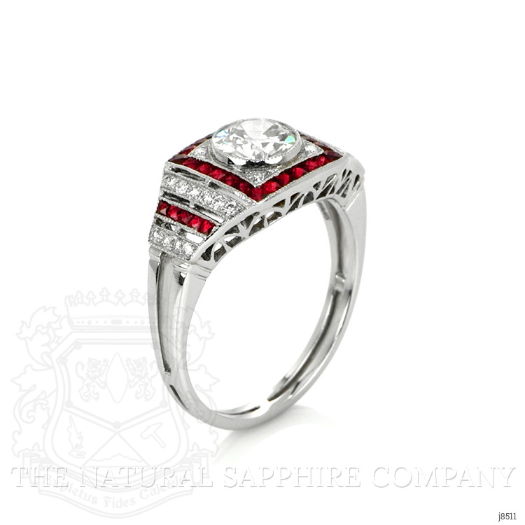 1.39 Ct. Ruby Natural Diamond Antique Style Ring, Platinum 950