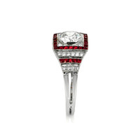 1.39 Ct. Ruby Natural Diamond Antique Style Ring, Platinum 950 Image