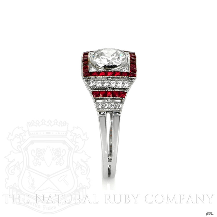 1.39 Ct. Ruby Natural Diamond Antique Style Ring, Platinum 950