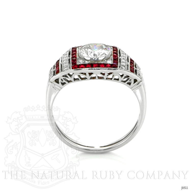 1.39 Ct. Ruby Natural Diamond Antique Style Ring, Platinum 950