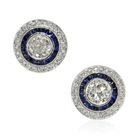 1.97&nbsp;Ct.Tw.Total Carat Weight Blue Sapphire and Natural Diamond Accent Stones Earrings, Platinum 950 Video