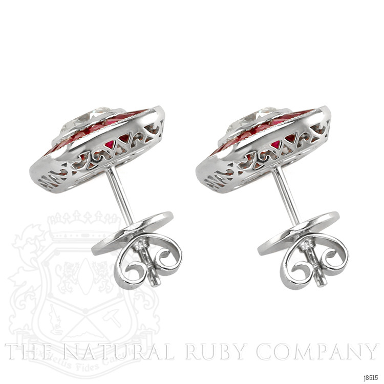 2.19 Ct.Tw. Ruby Natural Diamond Accent Stones Earrings, Platinum 950