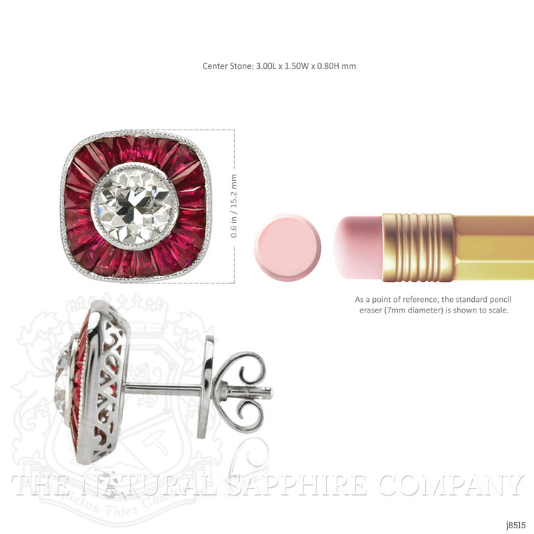 2.19 Ct.Tw. Ruby Natural Diamond Accent Stones Earrings, Platinum 950