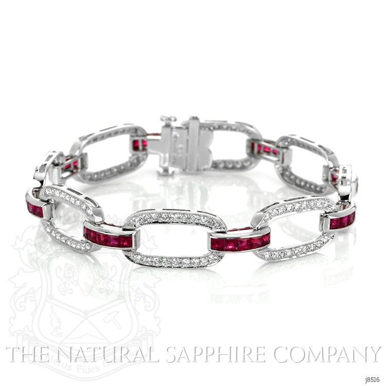 4.10 Ct.Tw. Ruby and Natural Diamond Accent Stones Bracelet, Platinum 950