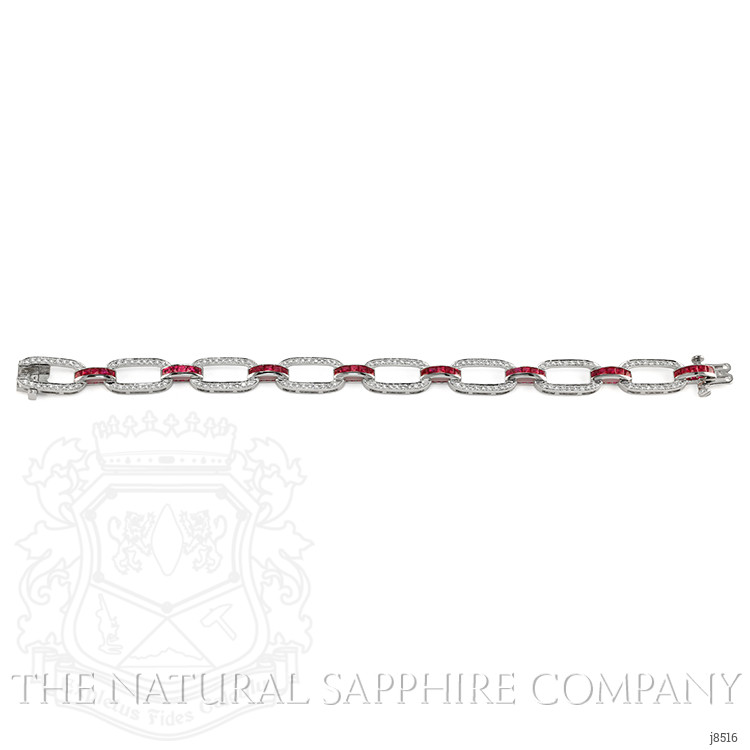 4.10 Ct.Tw. Ruby and Natural Diamond Accent Stones Bracelet, Platinum 950