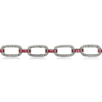 4.10 Ct.Tw.Total Carat Weight Ruby and Natural Diamond Accent Stones Bracelet, Platinum 950 Image