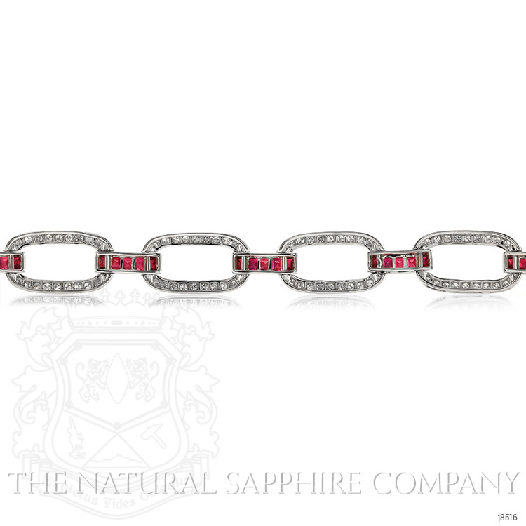 4.10 Ct.Tw. Ruby and Natural Diamond Accent Stones Bracelet, Platinum 950