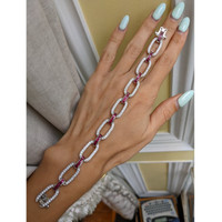 4.10&nbsp;Ct.Tw.Total Carat Weight Ruby and Natural Diamond Accent Stones Bracelet, Platinum 950 Life Style