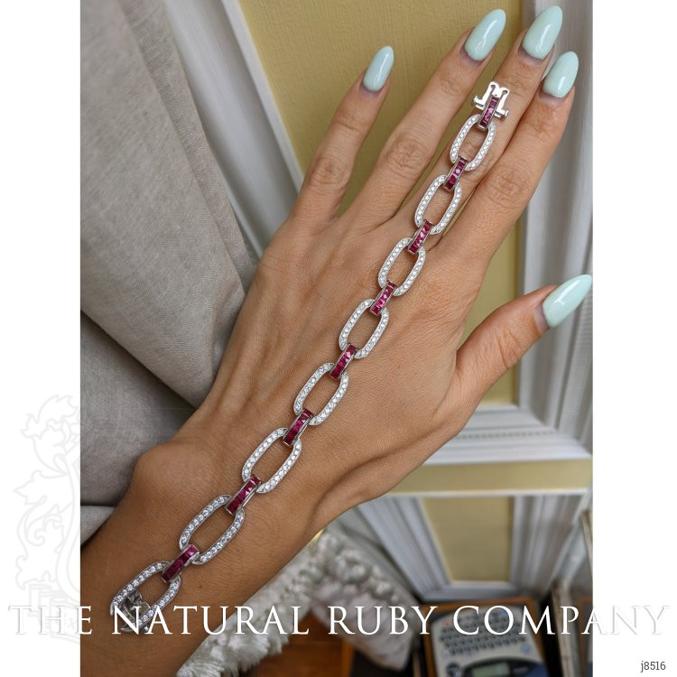 4.10 Ct.Tw. Ruby and Natural Diamond Accent Stones Bracelet, Platinum 950