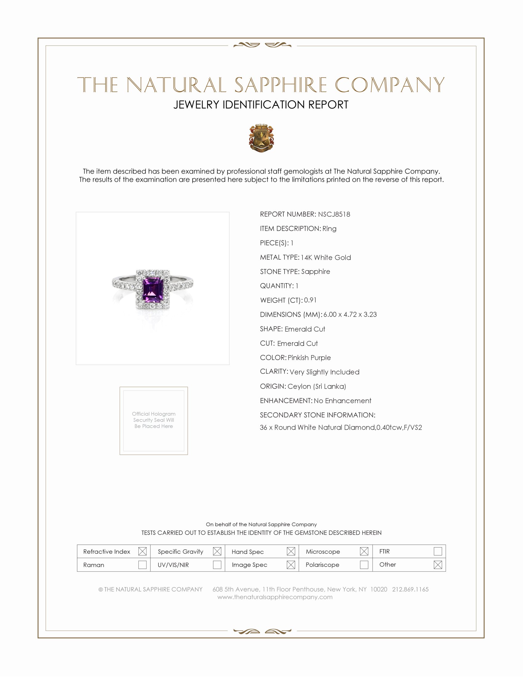 0.91 Ct. Pinkish Purple Sapphire and Natural Diamond Halo Ring, 14K White Gold