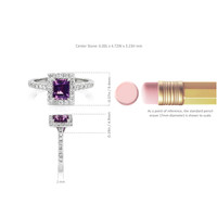 0.91 Ct. Pinkish Purple Sapphire and Natural Diamond Halo Ring, 14K White Gold Image