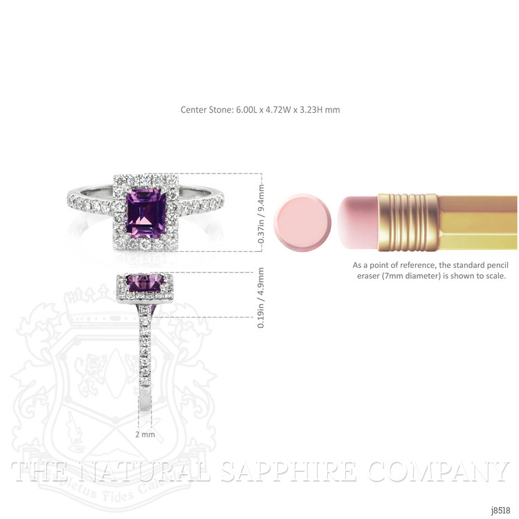 0.91 Ct. Pinkish Purple Sapphire and Natural Diamond Halo Ring, 14K White Gold
