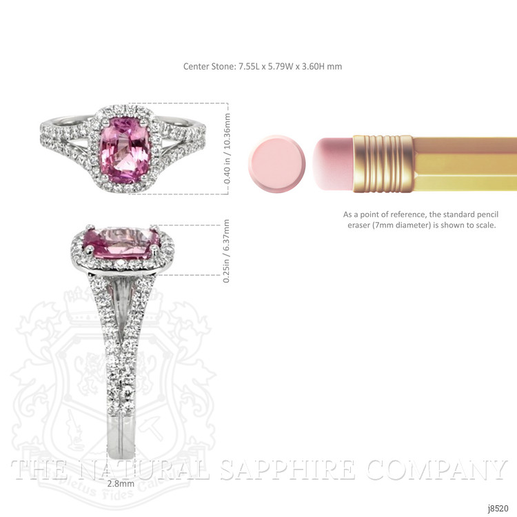 1.45 Ct. Pink Sapphire and Natural Diamond Pave Ring, Platinum 950