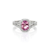 1.45 Ct. Pink Sapphire and Natural Diamond Pave Ring, Platinum 950 Video