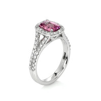 1.45 Ct. Pink Sapphire and Natural Diamond Pave Ring, Platinum 950 Image