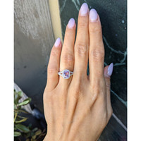 1.45 Ct. Pink Sapphire and Natural Diamond Pave Ring, Platinum 950 Life Style