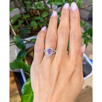 1.45 Ct. Pink Sapphire and Natural Diamond Pave Ring, Platinum 950 Life Style