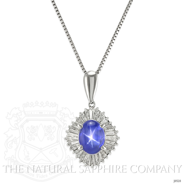 3.64 Ct. Blue Sapphire and Natural Diamond Accent Stones Pendant, Platinum 950