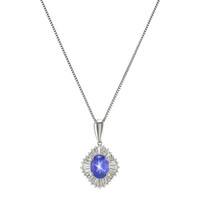 3.64 Ct. Blue Sapphire and Natural Diamond Accent Stones Pendant, Platinum 950 Image