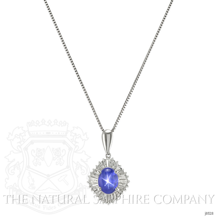 3.64 Ct. Blue Sapphire and Natural Diamond Accent Stones Pendant, Platinum 950