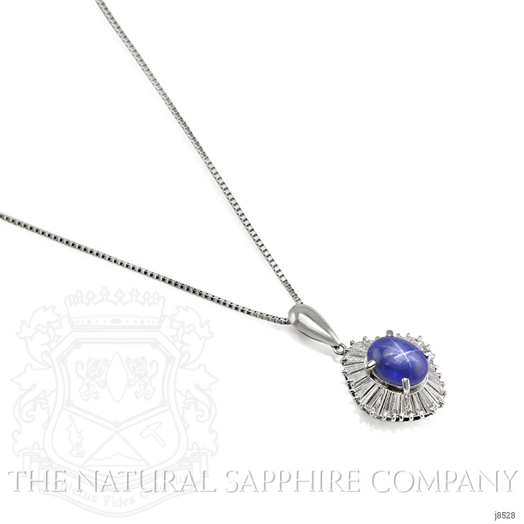3.64 Ct. Blue Sapphire and Natural Diamond Accent Stones Pendant, Platinum 950