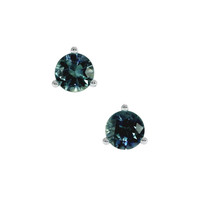 1.00 Ct.Tw.Total Carat Weight Greenish Blue Sapphire Studs Earrings, 14K White Gold Video
