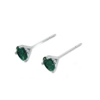 1.00 Ct.Tw.Total Carat Weight Greenish Blue Sapphire Studs Earrings, 14K White Gold Image
