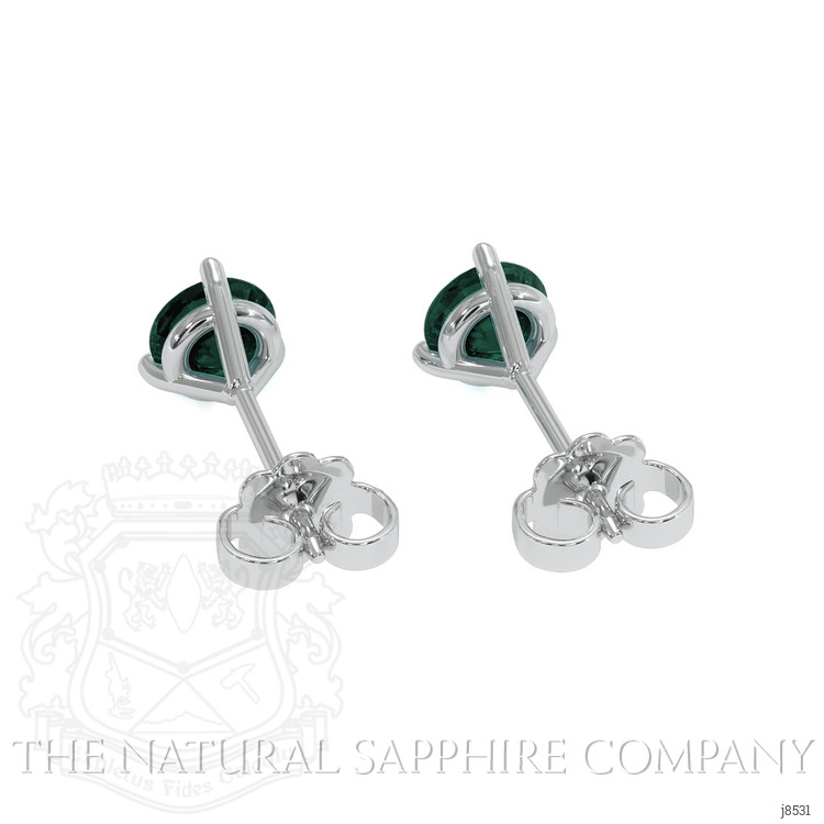 1.00 Ct.Tw. Greenish Blue Sapphire Studs Earrings, 14K White Gold