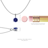 0.90 Ct. Blue Sapphire Solitaire Pendant, 14K White Gold Image