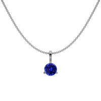 0.90 Ct. Blue Sapphire Solitaire Pendant, 14K White Gold Image