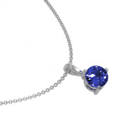 0.90 Ct. Blue Sapphire Solitaire Pendant, 14K White Gold Image