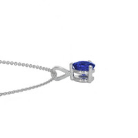 0.90 Ct. Blue Sapphire Solitaire Pendant, 14K White Gold Image